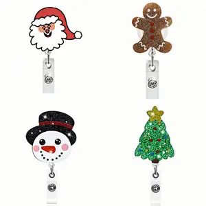 Christmas Expandable Badge Holder Set, Metal Clip Roll-Up Badge Holders for Office Nurses Doctors, Christmas Party Gift Decoration