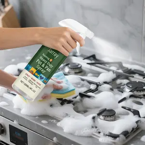 Multi-Surface Cleaner Heavy Oil Stain Daily Household Item Deep Stain Treater Spray  for Kitchen Household Oven Stove Range 1 Empty Bottle and 2 Concentrate