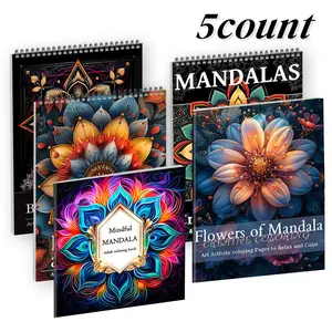Mandala Pattern Coloring Book, 5 Counts/set Flower Pattern Coloring Book, Art Drawing Book, Art Supplies for Home School Office
