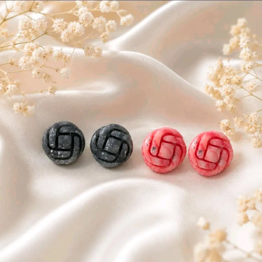 Handmade Celtic Knot Stud Earrings - Available in Pink or Dark Gray