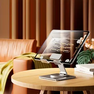 Black DigitalAdjustable Acrylic Tablet Stand, 360 °   Rotatable & Foldable Desk Holder, Multi-Functional Support Bracket for iPad/iPhone X & 4.7-12.9 inch Screen Devices, Portable Metal Display Stand