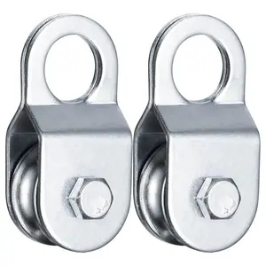 Cable Pulley 32mm Small Snatch Block for 0.23Inch/6mm Wire Rope, Single Pulley Wheel Bearing Inside, Load 110 LB, 2Pack spring loaded lock