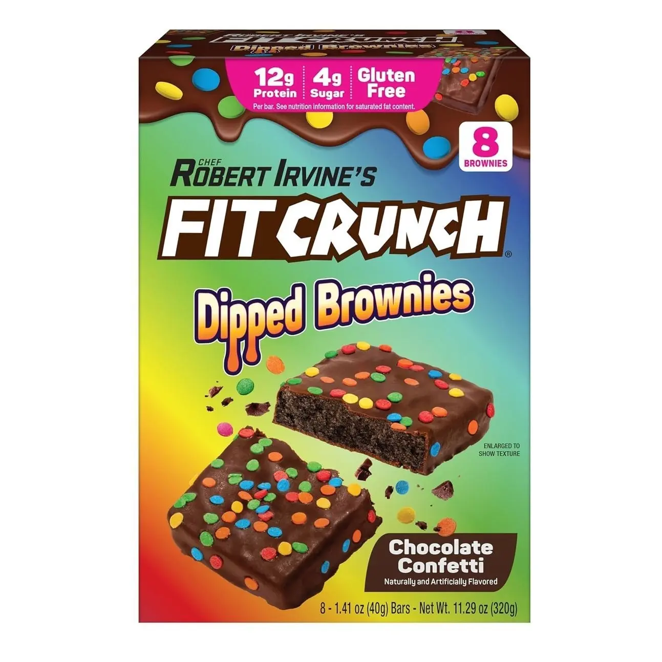 FITCRUNCH Dipped Protein Brownies, 12g of Protein & 4g of Sugar (8 Brownies, Confetti) FITCRUNCH Dipped Protein Brownies, 12g of Protein & 4g of Sugar (8 Brownies, Confetti)