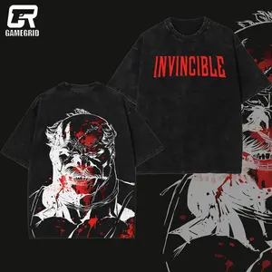 Retro Vintage Omni Man & Carnage Themed Unisex Oversized Classic Round Neck Seamless Washed Lightweight Cotton T-Shirt, Apparel Gift for Comic Fans, Menswear Tops S4J