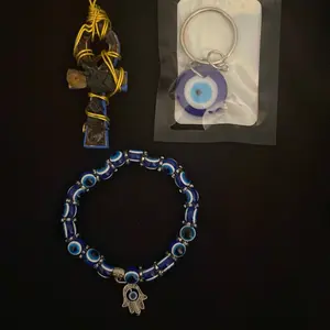 Ankh Necklace Evil Eye Bracelet and Keychain