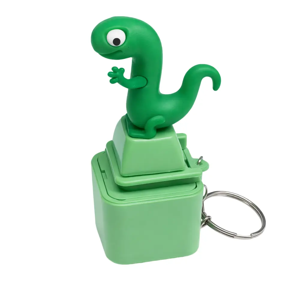 Lizard Button Key Chain Rechargeable LED Lights Green Design Stress Relief Fun Toy for Children & Adults