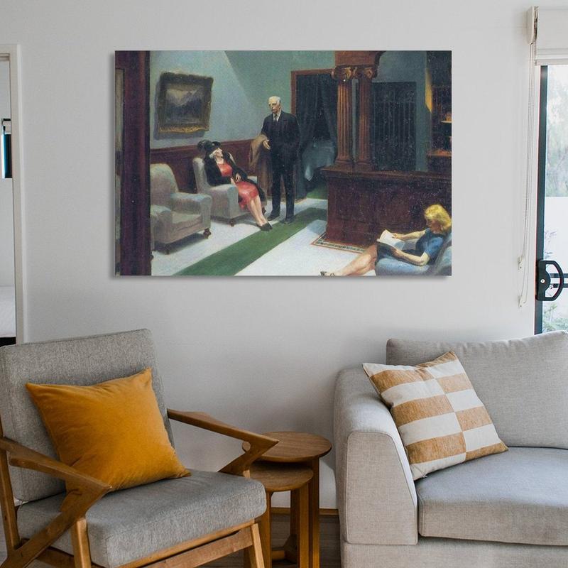 Hotel Lobby Edward Hopper Wall Art Poster Scroll Canvas Painting Picture Frame Living Room Decor Home