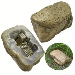 Simulated Stone Key Hider - Durable Plastic Key Box with Hollow Partition, Suitable for Outdoor Garden Security, Geocaching and Travel, Natural Style Design, Waterproof Closure Mechanism, Old Texture
