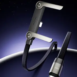 240W Super Fast Charging Type C Cable with T-Shaped Foldable Stand | Durable, Invisible Holder, Built-in Phone Stand, Adjustable Stands