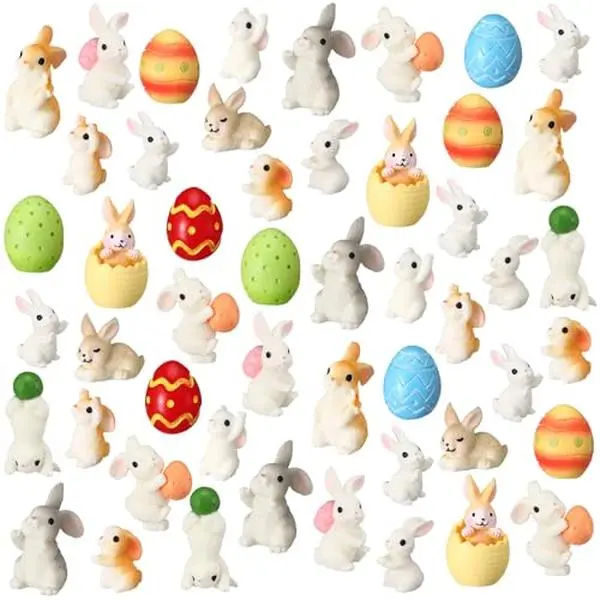 Mini Bunny Figurines Mini Rabbit Figurines Mini Gnome Resin Rabbit and Egg Tiny Bunny for table decor Cute Rabbit