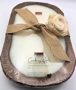 3 Wick Wooden Dough Bowl Candle (Cranberry Woods)