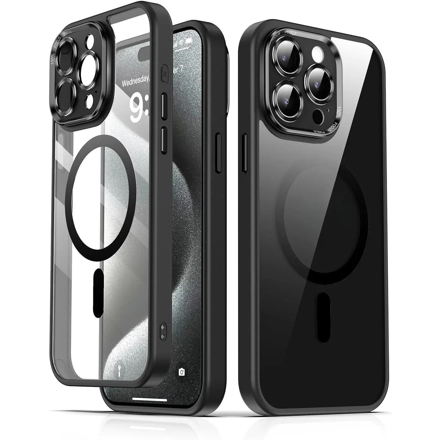 Clear Magnetic Phone Case for iPhone 17 16 15 14 13 12 11 Pro Max Case 16PLUS Clear  MagSafe Compatible with Reinforced Camera Protection Drop Protection Non-Yellowing Slim Protective Black Clear Case