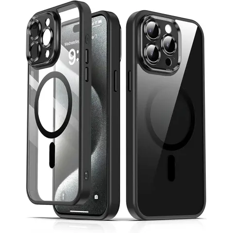 Clear Magnetic Phone Case for iPhone 18 Pro max 17 16 15 14 13 12 11 Pro Max Cases 16PLUS ,phone cases for iphone 17 pro max girls, MagSafe Compatible with Reinforced Camera Protection Drop Protection Non-,Yellowing Slim Protective Black Clear Case