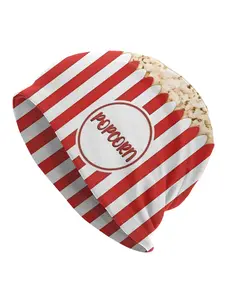 Men' Popcorn Pattern Skull Beanies - Novelty Popcorn-Shaped Bonnet Hats, Casual Winter Hats Suitable for Parties, Casual Attire & Themed Events