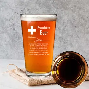 Prescription Beer - Personalized Beer Glass, Funny Gift for Him, Gift for Her, Laser Engraved Whiskey Glass Gift for Couples, Birthday Gift, Anniversary Gift, Mother’s Day Gift, Father’s Day Gift