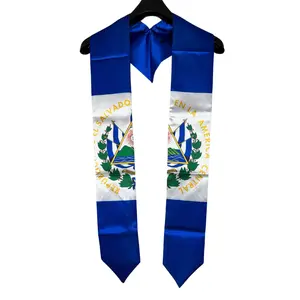 Country Flag Graduation Stole Sash for Study Abroad International Students Class of 2026 Satin Cape Shawl Set, Nicaraguay, Mexican /Elsalvador, Bahamas/Haiti, Elsalvador