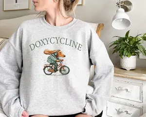 Doxycycline T Shirt And Sweatshirt, Funny Veterinary Pun Tee, Pharmacist Shirt, Dachshund Cycling Design, Vet Med Apparel, Womens Unisex