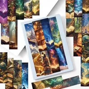 30pcs Fantasy Reading Bookmarks, Non-repeating Notebook Accessories, Simple Journaling, Artistic Creative Paper Bookmarks, Small Cards, Book Decoration Cards, Reading Annotation Cards