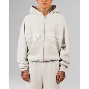 Loiter Celestial Full Zip Hoodie Light Grey Marl