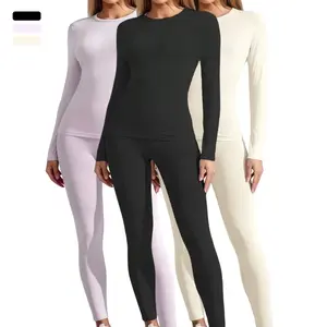 OKP Women's Sporty Leggings Set, Long Sleeve Top & Yoga Pants, Elastic Fabric, Comfortable Fit, ldeal for Gym & Daily Wear, Leggings, Womens leggings Workout Running Clothes Skinny Sportswear