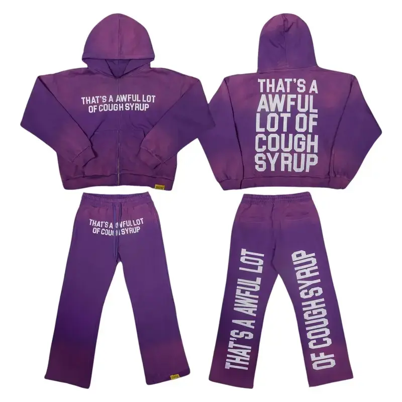 Hot Purple Full Set That's A Awful Cough Syrup Hoodie and Sweatpants, Men Women's Casual Pants and Top Set Hip Hop Streetwear, Gift for Her Him