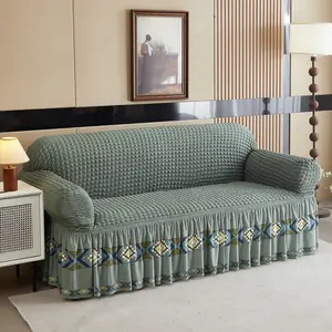 BEKRVIO-Wrap-Around Design Thickened Jacquard Sofa Cover, Eco-Friendly Cationic Knitted Fabric,  Non-Slip Quilted Cotton Velvet Slipcover Plush Dog Cat Pet-Friendly Chenille Protector