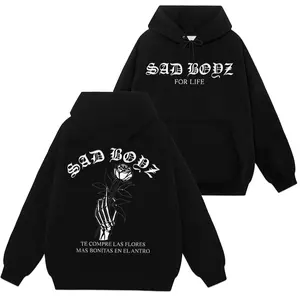 Junior H Sad Boyz Aesthetic Graphic T-Shirt Retro Latin Streetwear Tee Spanish Quote Print Casual Unisex Merch Shirt Autumn Winter Warm Hoodie Sweatshirt For Men Women Daily Wear Street Fashion Top