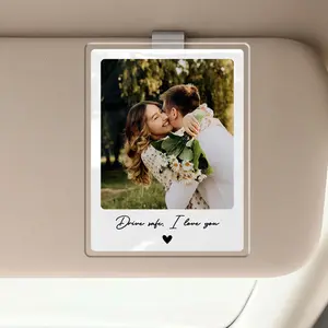 Custom Photo Drive Safe I Love You, Personalized Couple Photo Car Visor Clip, Valentines Gift For Him, Gifts For Boyfriend, Drive Safe Gift