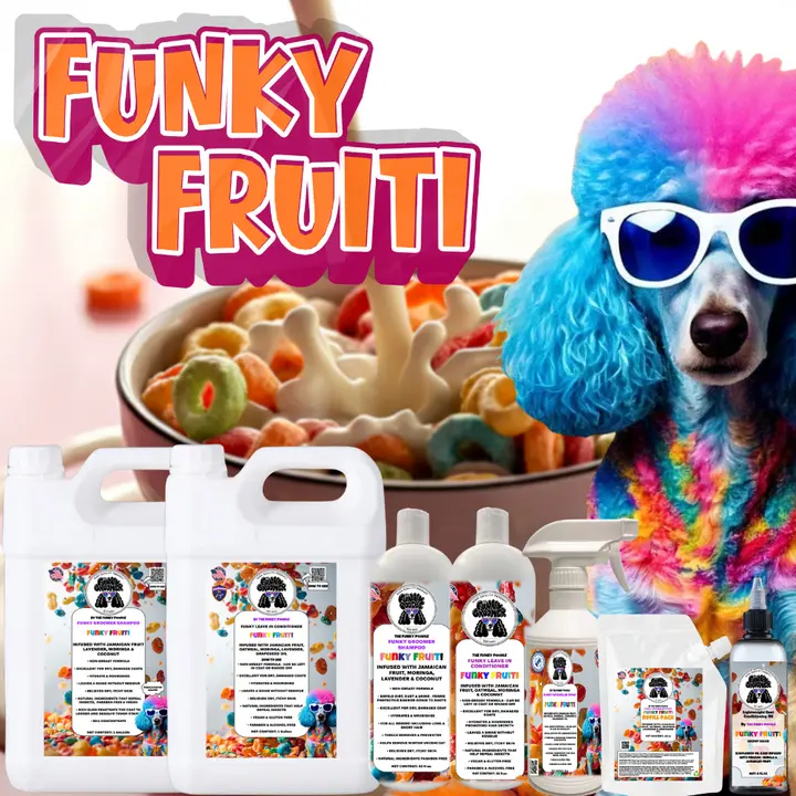 The Funky Poodle Funky Fruiti Dog Shampoo Plus Conditioner, Pet Grooming Cleansing Product