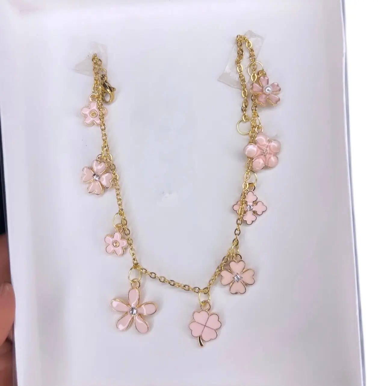 Pink Flower Anklet
