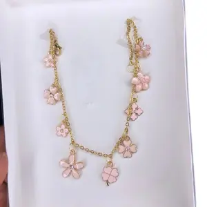 Pink Flower Anklet
