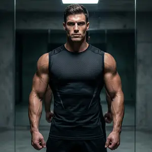 Anime Aesthetic Men's Compression Tank Top | V-Taper Mesh Breathable Muscle Shirt for Gym Workout & Bodybuilding