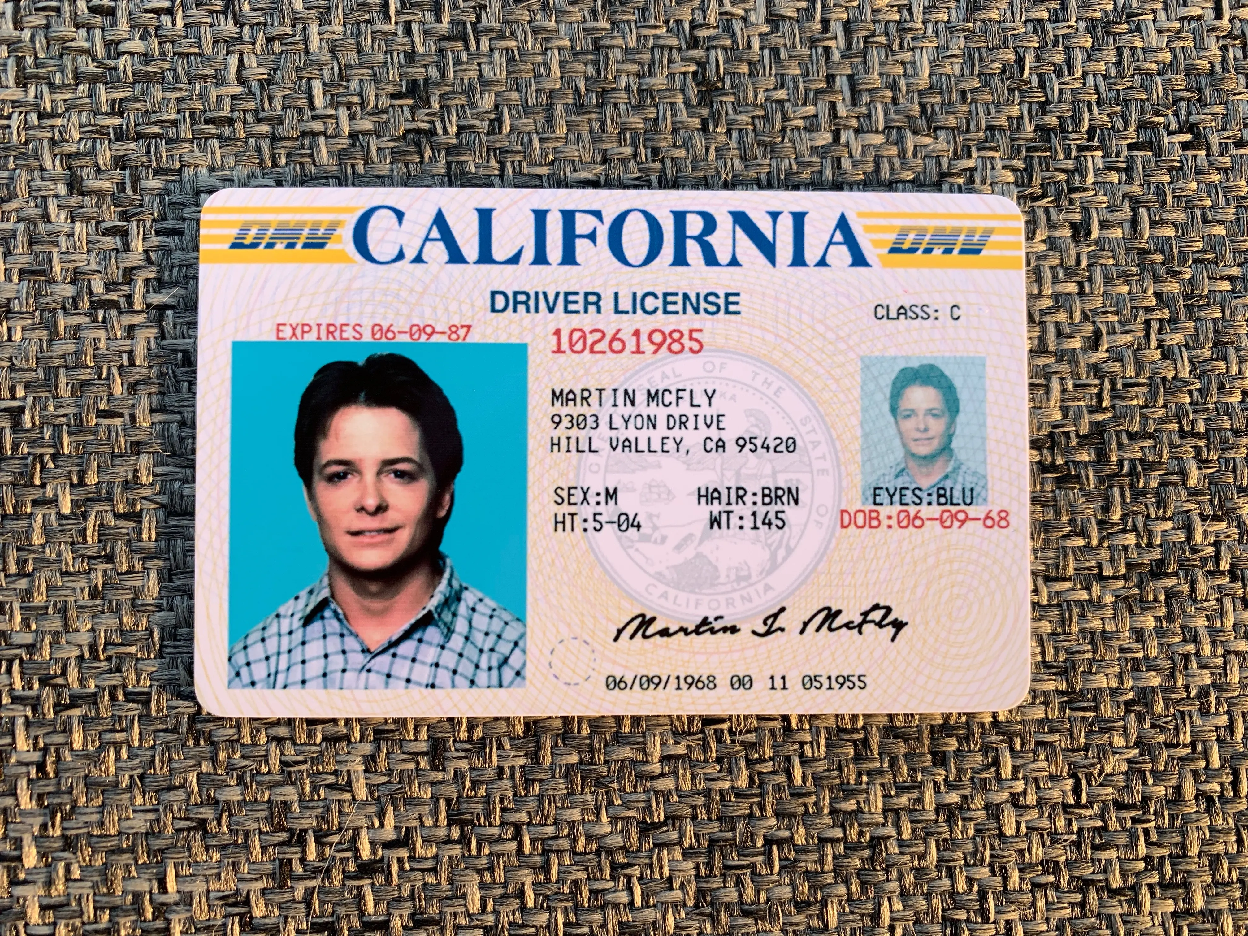 Marty McFly ID CARD - Back to the Future - Michael J Fox - Prop Mc FLY