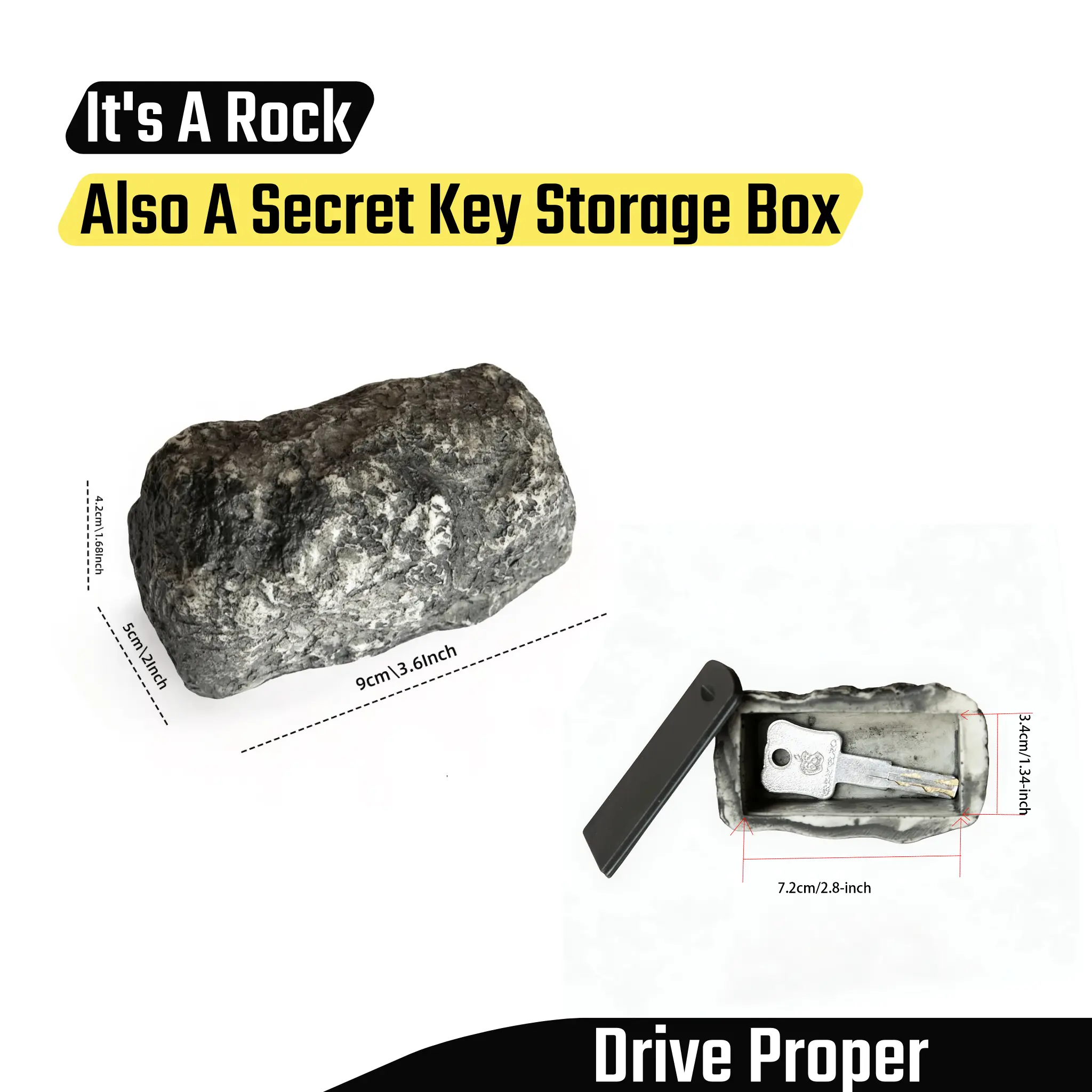 Garden Decorative Stone Key Storage Box, Hidden Key Holder for Outdoor Yard,Hidden Storage Box For Spare Car Key, Outdoor Garage Use