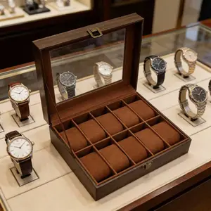 Wood Grain Design Watch Display Storage Box, Watch Protector, Detachable Watch Pillow, Dust-Proof Jewelry Case, Perfect Gift, Decorative Ornament