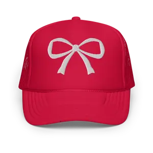 Bow Embroidered Trucker Hat, Coquette Cap