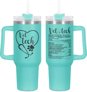 Vet Tech Tumbler - 40 Oz With Handle for Veterinarian Week Gift - Veterinary Nutrition Fact