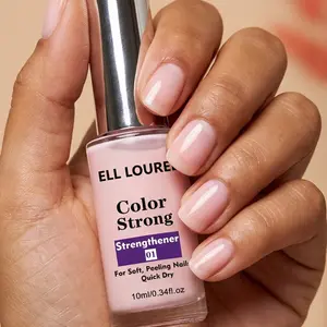 ELL LOUREL Color Strong Strengthener 01, 10ml Quick-Dry Nail Hardener & Repair Treatment, for Soft, Peeling, Brittle & Thin Nails, Strengthens Damaged Nail Beds, Tinted Nude Pink High Gloss Finish, Long-Lasting Shiny, Salon Quality, Daily Nail Care