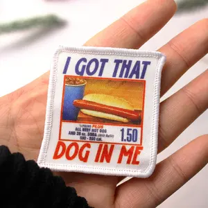 Funny Hot Dog Iron On Printed Patch, 1p Meme Iron on Patches, Cute Patches for Backpacks, Dog Harnesses, Vests, Hats, Gym Bags