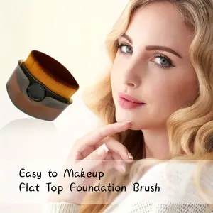 1 Pc Mini Portable Foundation Brush No Mark Makeup Brush with Dust Cover Multifunctional Brush for Foundation Loose Powder Concealer Body Lotion Travel Friendly