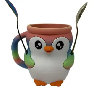 Rainbow Penguin Ice Cream Pint Holder 3D Printed Gift Noodle Holder Durable with Hidden Snack Compartment for Ben & Jerry’s & Blue Bell Ice Cream Pints Drinkware Mug Reusable Tumbler Reuse Cup Ceramic