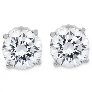 1ct Round Diamond Stud Earrings in 14K Whte Gold with Screw Backs