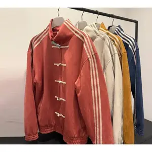 Silk Stand Collar Button Jacket for Men Spring Loose Tang Suit Coat(Sheets)