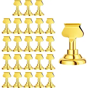 24 Pieces 1.7 Inches Gold Steel Place Card Holders for Photos, Food Signs, Memo Notes, Weddings, Restaurants, Birthdays (Gold 24PK)