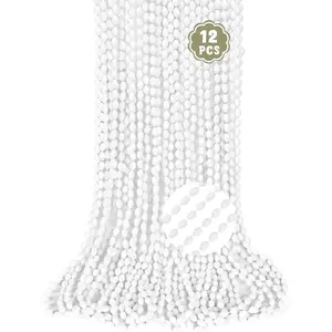 12PCS 32" White Oval Mardi Gras Beaded Necklaces Bulk Party Favors, Festival Parade Throw Accessories for Wedding Birthday Celebrations Decorations Supplies