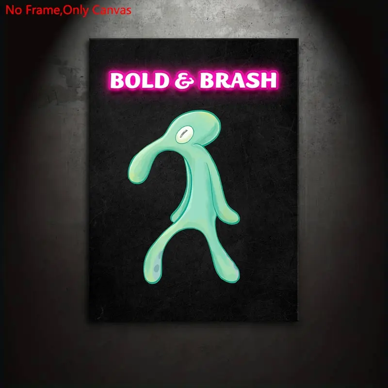 1 piece/set frameless canvas painting print poster,classic abstract funny minimalist art,Squidward Tentacles,Bold and Brash Meme,ideal gift for bedroom,living room,dormitory hallway,bathroom,toilet,kids room,kitchen,mural,wall decoration,room decor