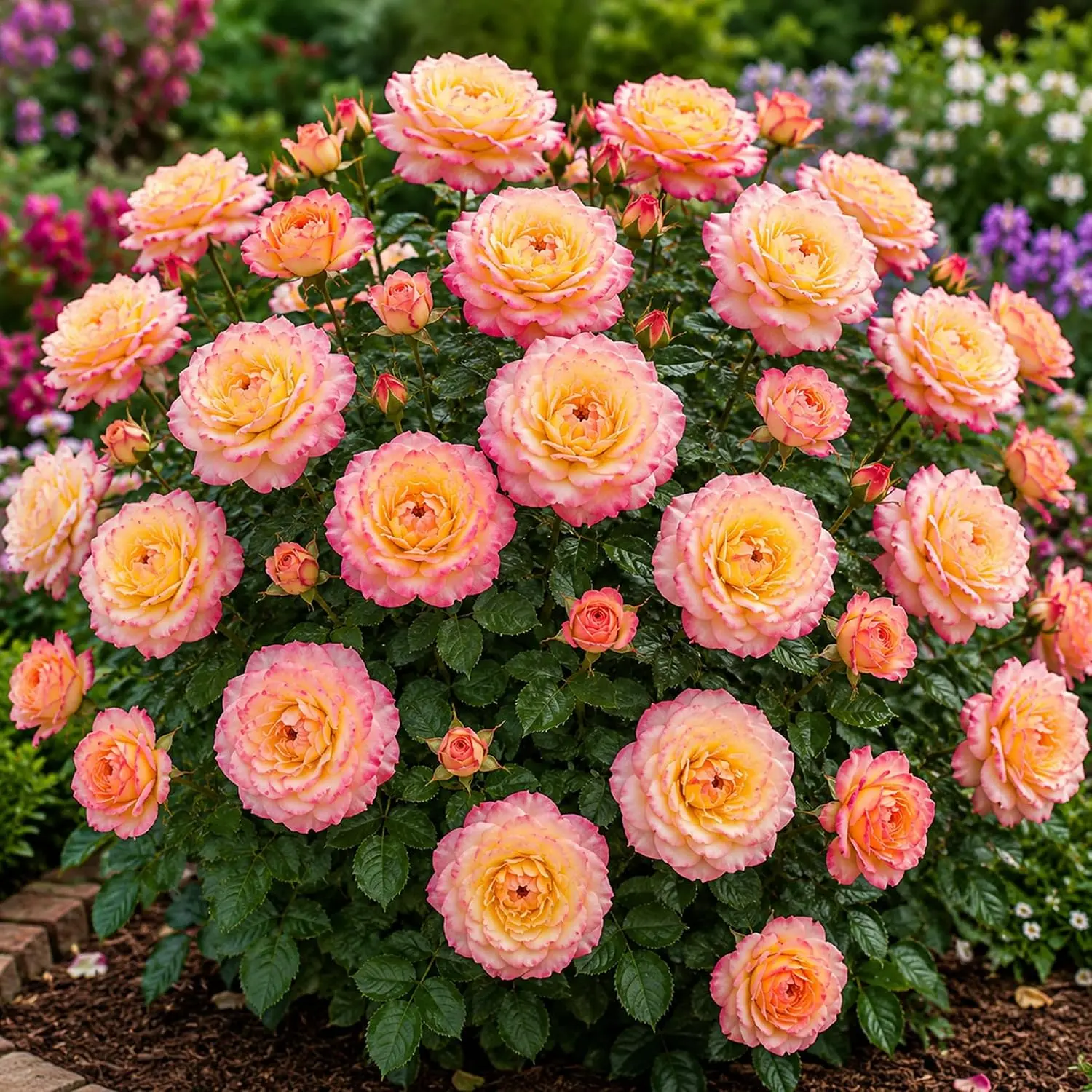 Music Box Rose Starter Plug | Live Rooted Pink & Yellow Reblooming Rose Plant | Hardy Cottage Garden Flower for Pots, Borders & Landscapes