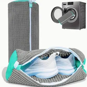 Washing machine shoe and sock laundry bag, reusable with durable zipper, for fluffy sports shoes, washing machine bag for shoes, gym, tennis, delicate yellow cleaning washable bag, household items, home supplies, mesh organizing bag