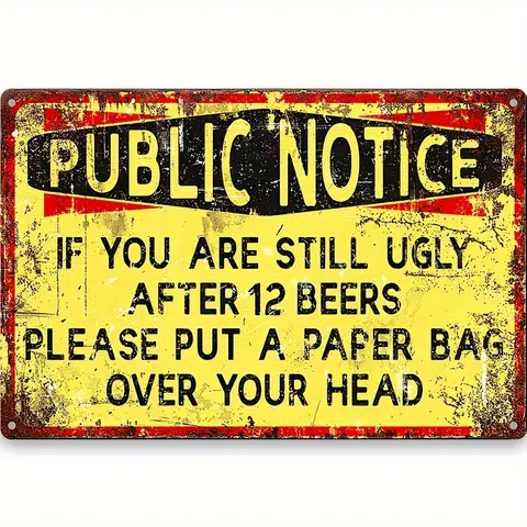 Vintage Metal Decorative Wall Sign - Retro Beer-Themed Steel Tin Novelty Display, Bold 8x12 in/30x20 cm Impact, Cool Room & Man Cave Decor Items, Wall Decor Bedroom for Home Bar Indoor Use