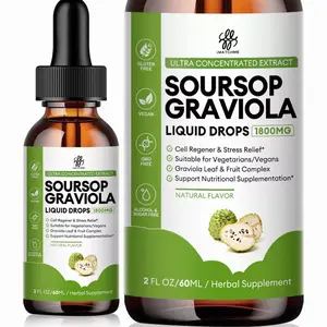 Soursop Graviola Liquid Drops 1800mg - Ultra Concentrated Extract for Cell Support & Stress Relief - Vegan, Gluten-Free, Alcohol & Sugar-Free - Natural Flavor Herbal Supplement